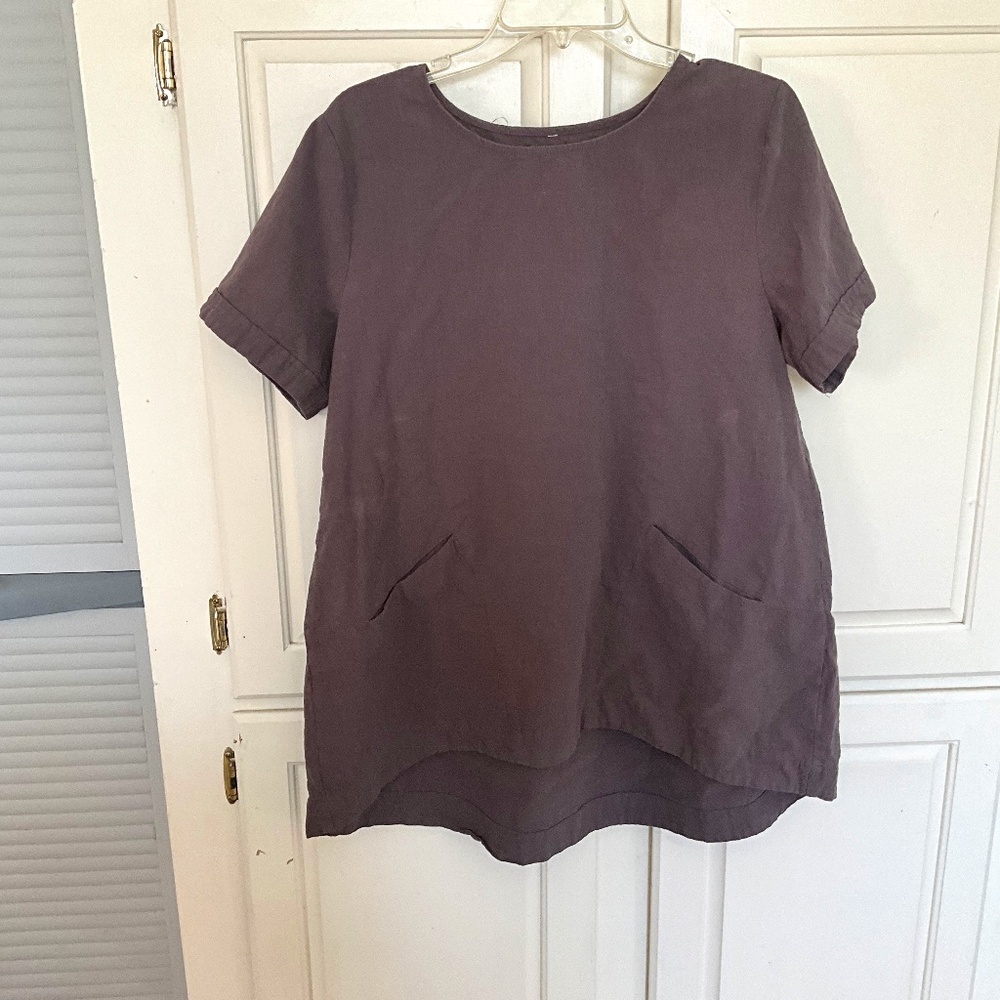 Tunic XL Hi-Low Brown short sleeve scoop neckline